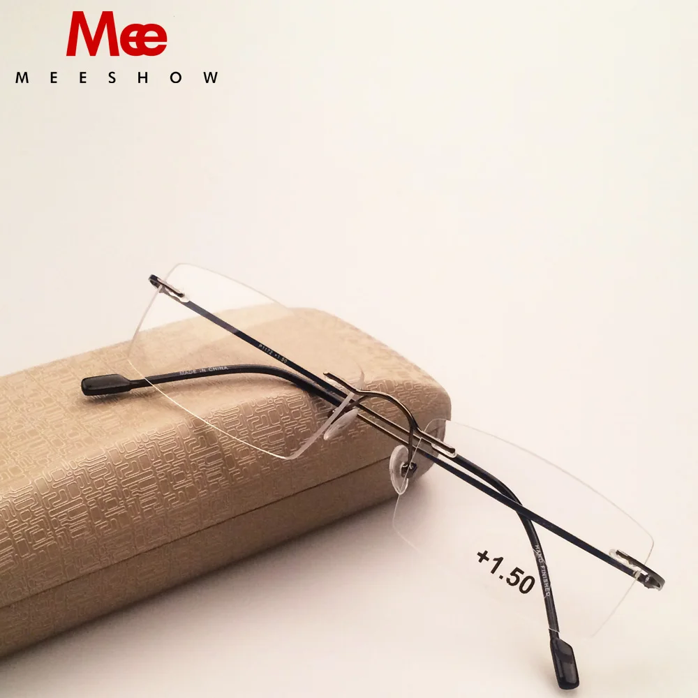 

Meeshow Rimless Glasses Titanium Optical Frame Reading Glasses With Case Eyeglasses Women Stainless Steel Glasses R8508