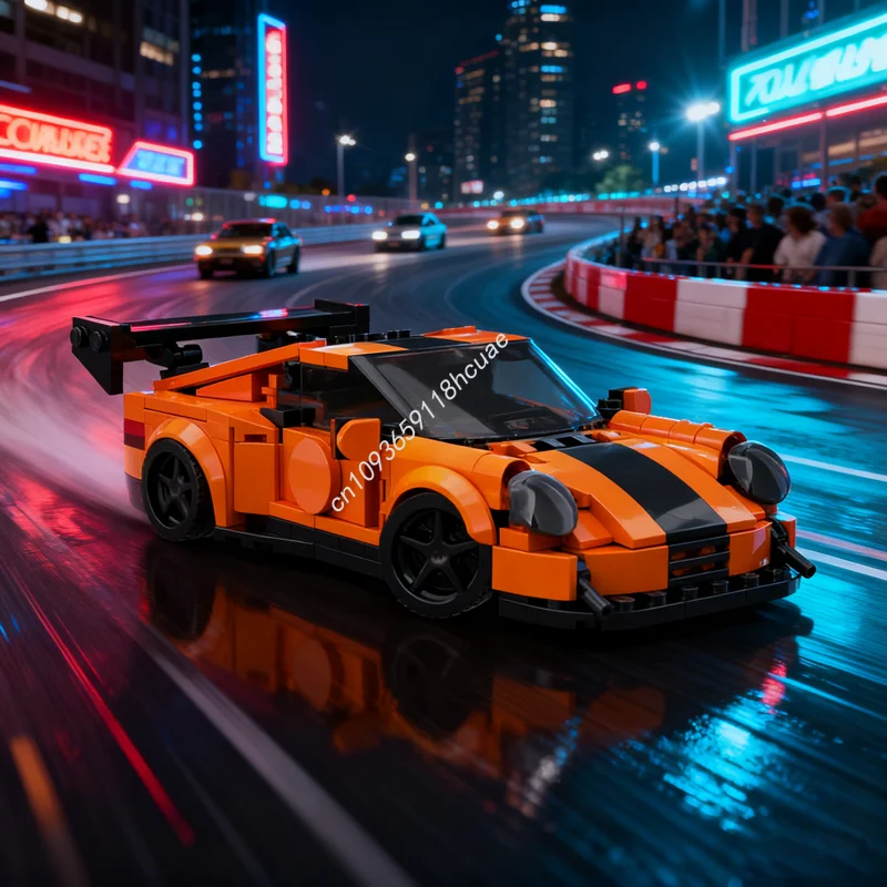 

384 шт. MOC Porscheed Pumpkin Spec City Champions Модель Строительные блоки Строительство DIY креативный рождественский подарок идея игрушка Кирпич