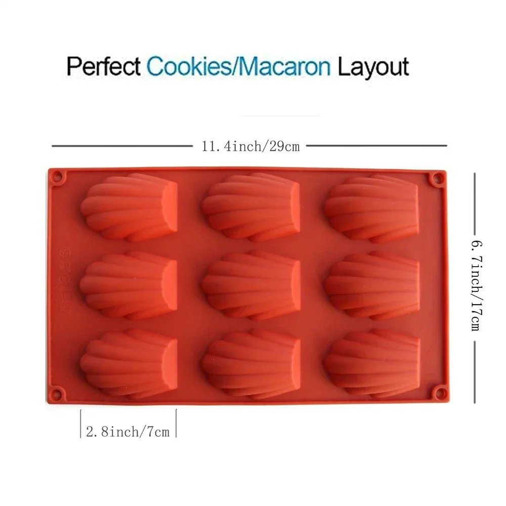 Silicone Madeline Cookies Pan 9 Cavities Madeline Mold Nonstick Baking Pan for Make Madeleine Cookies Baking Tool