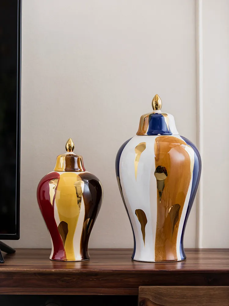 European high-end light luxury living room home decoration vase ornament dining table entrance American home general jar flower