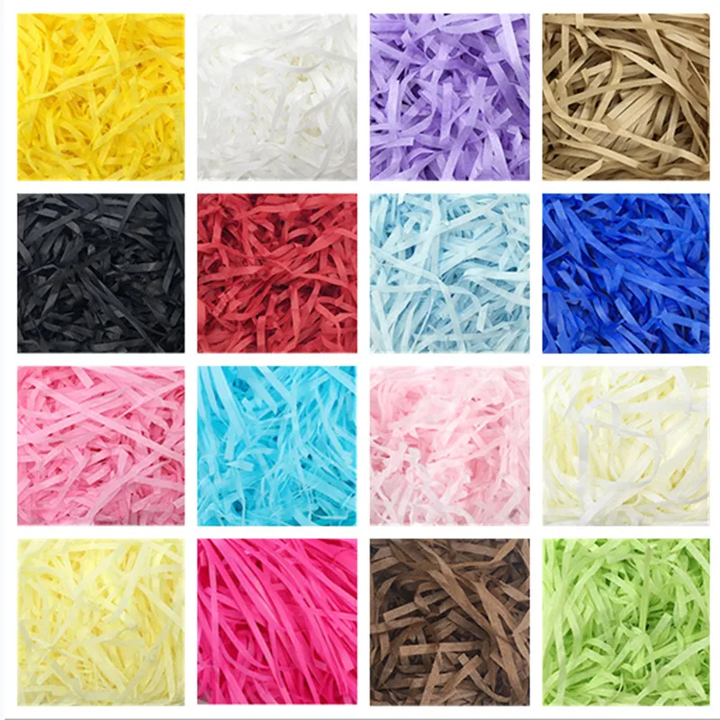 Colorful Crushed Raffia Silk Paper Raffia Stuffing DIY Wedding Birthday Party Decor Gift Box Candy Material Packagingsupplies