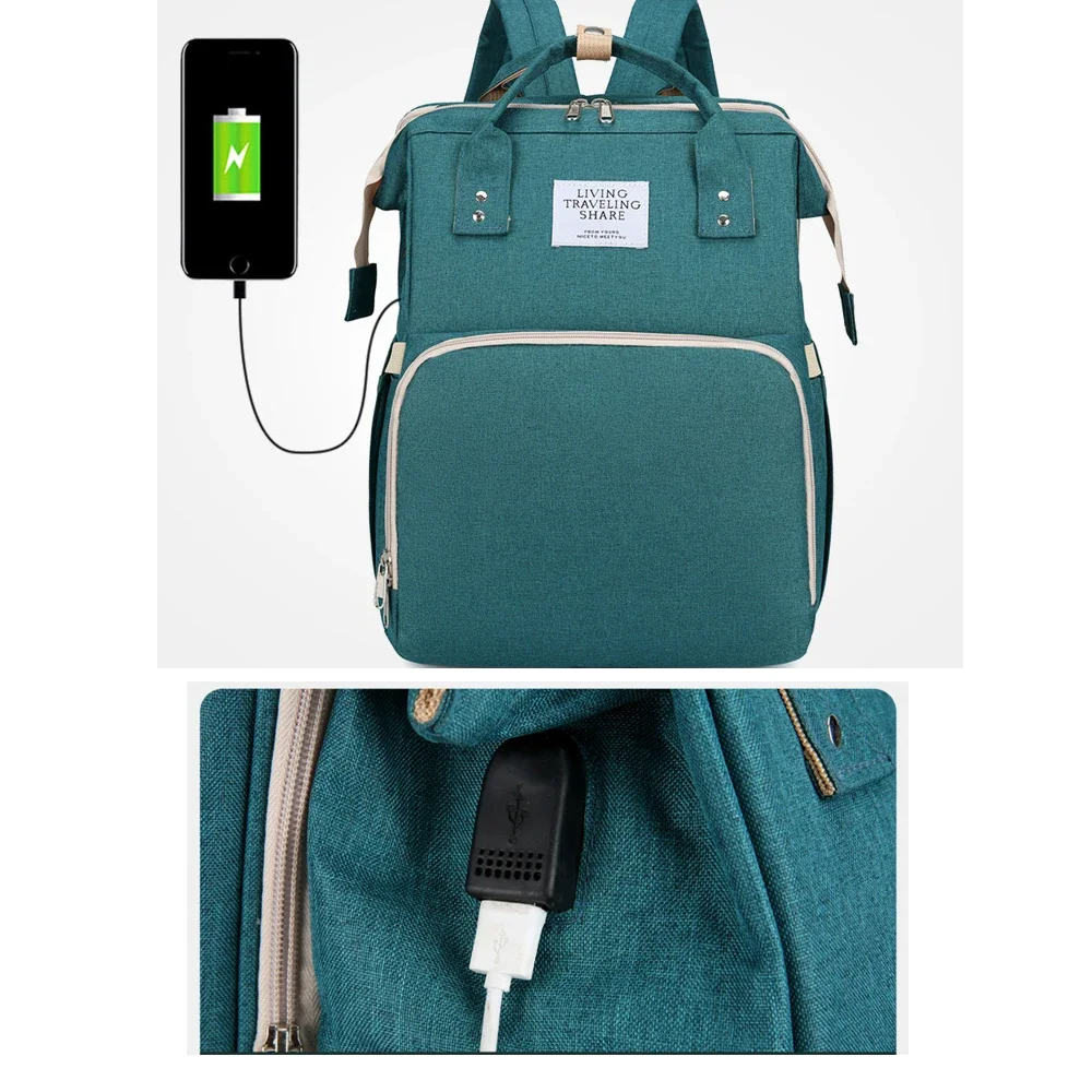 3 In 1 Diaper Bag Backpack Waterproof  Foldable Baby Bed Travel Bag Diaper Bag with Changing Bed