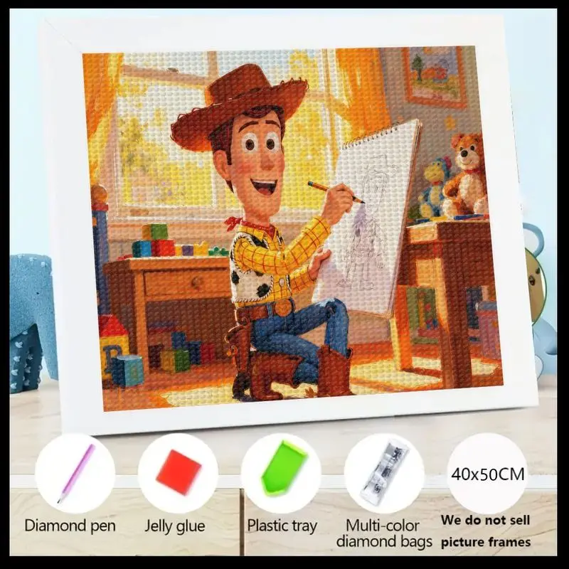 

1PC Woody from Toy Story 5D Diamond Painting Kit, DIY Full Drill Cartoon Character Happy Artist Drawing Diamond Art for Kids & A