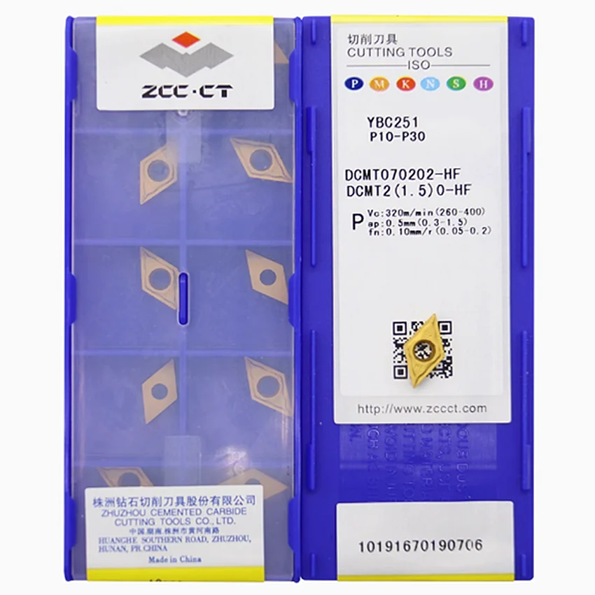 

DCMT070202-HF YBC251/DCMT070202-HF YBC252/DCMT070202-HF YBG202/DCMT070202-HF YBC152 ZCC.CT CNC carbide turning inserts 10pcs/box