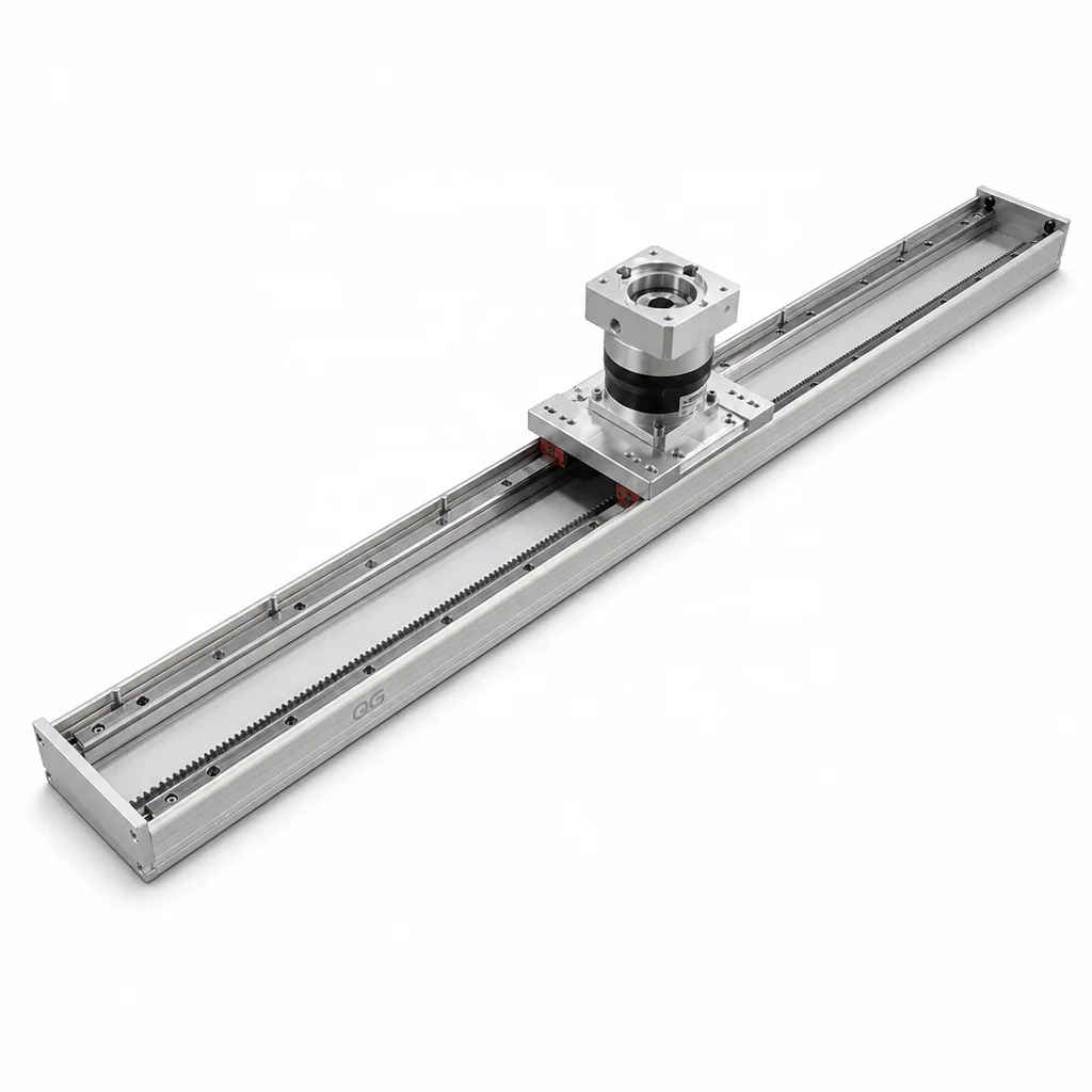 Aluminum Rack Pinion Linear Actuator With Motor Gear Servo Reducer Drag Chain Limit Switch Custom Stroke For Gantry Automation