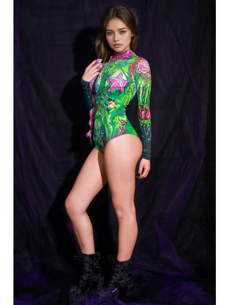 Damen-Party-Kostüm für Feiertage, Cyberpunk-Comic-Zombie-Bodysuit, Halloween, lustiges Cosplay-Skelett-Kostüm, Karneval, Stretch-Strumpfhose, Jumpsuit – Detail 13