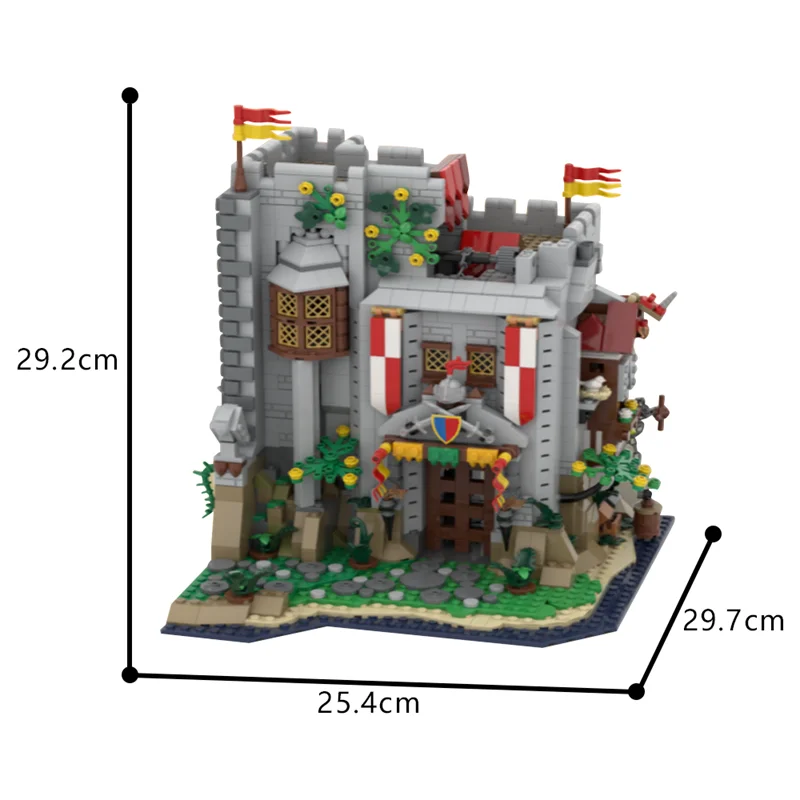 MOC-Construção do modelo torre do gatekeeper do leão, guarda militar, brinquedo do tijolo do fósforo do bloco, presente criativo DIY do miúdo, bloco medieval