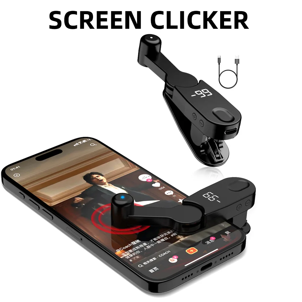 

ScreenClicker Touchscreen Powered Phone Auto Clicker Clamp and Screen Tapper All in One High Efficiency Mobile Automation Tool