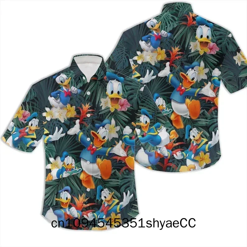 Camisa Hawaiana De Disney, Camisa De Pato Donald, Flores De Playa aloha, Camisa De Verano De Disney