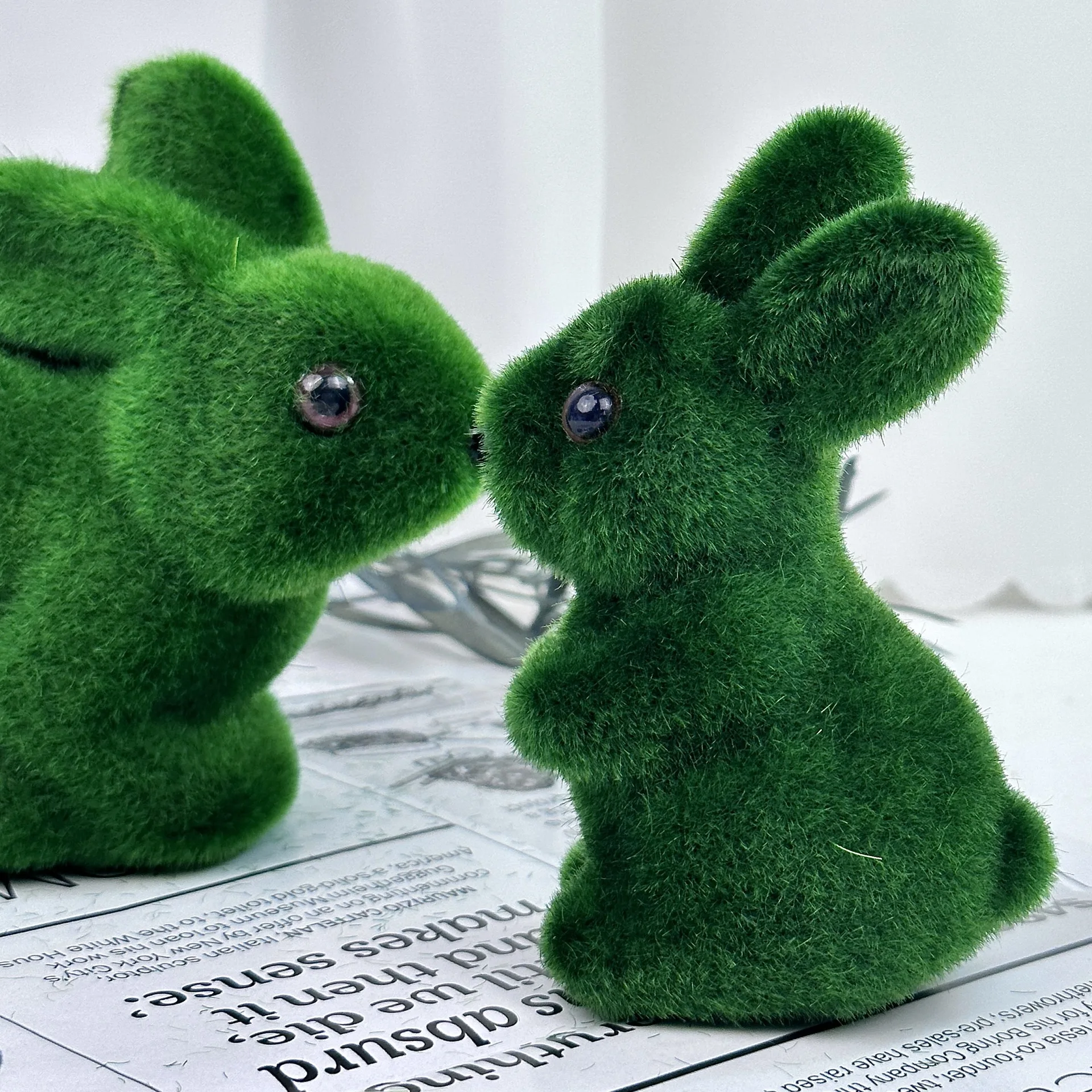 Easter Bunny Green Foam Flocking Simulation Rabbit Three-dimensional Moss Rabbit Gardening Decoration Easter Decoration