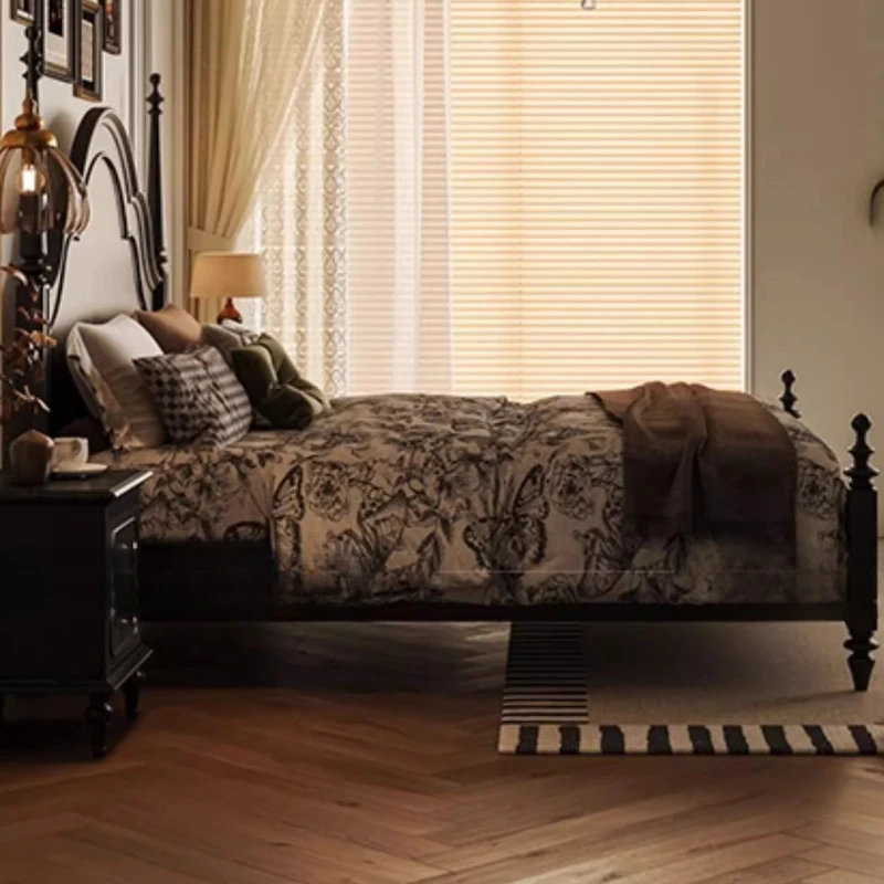 سرير تدليك بإطار كوين، تصميم غرفة نوم حديثة، سرير تدليك خشبي من حصير التاتامي، أثاث جناح صالة موبليس للنوم الفاخر