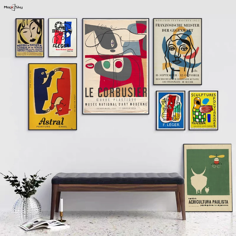 Vintage Retro Henri Matisse Le Corbusier Fernand Leger Exhibition Poster Canvas Painting Wall Art Posters Prints Room Home Decor