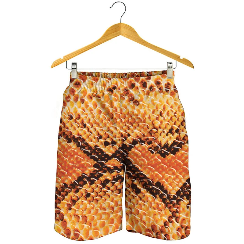 Personality Snake Skin Graphic Beach Shorts Men Summer 3d Print Swim Trunks Cool Street Short Pants Quick Dry Surf Board Shorts