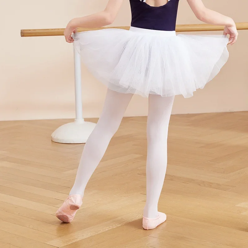 

2025 Faldas tutú de Ballet para niñas, faldas de tul de hilo suave esponjosas de 4 capas, faldas cortas elásticas, vestido