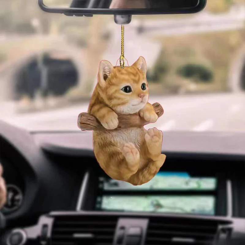 New Car Pendant Practical Interior Ornament Hanging Mini Puppy Dog Cat Shape Car Hanging Toy Gift  Car Decoration Accessories