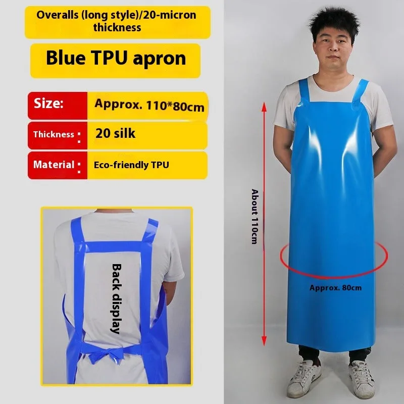 Grembiule impermeabile in TPU con maniche resistenti all'olio, bavaglino da macellaio, collo regolabile, durevole, morbido, da cucina, abbigliamento protettivo unisex