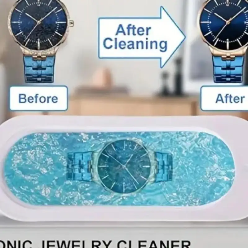 

Ultrasonic Jewelry Cleaner: Deep Cleaning for Rings, Necklaces, Watches, Earrings, Brushes - Safe for Most Materials.