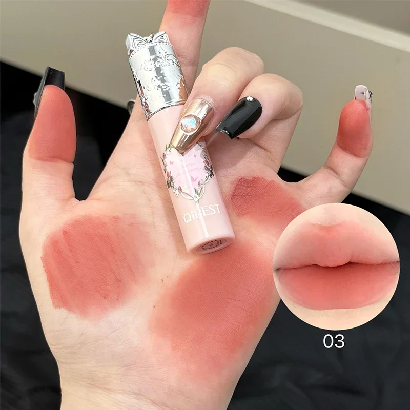 

QIBEST 4 Colors Soft Mist Mousse Lip Glaze Velvet Matte Lipstick Holding Makeup Not Easy to Sticky Cosmetics Lipstick Lip Mud