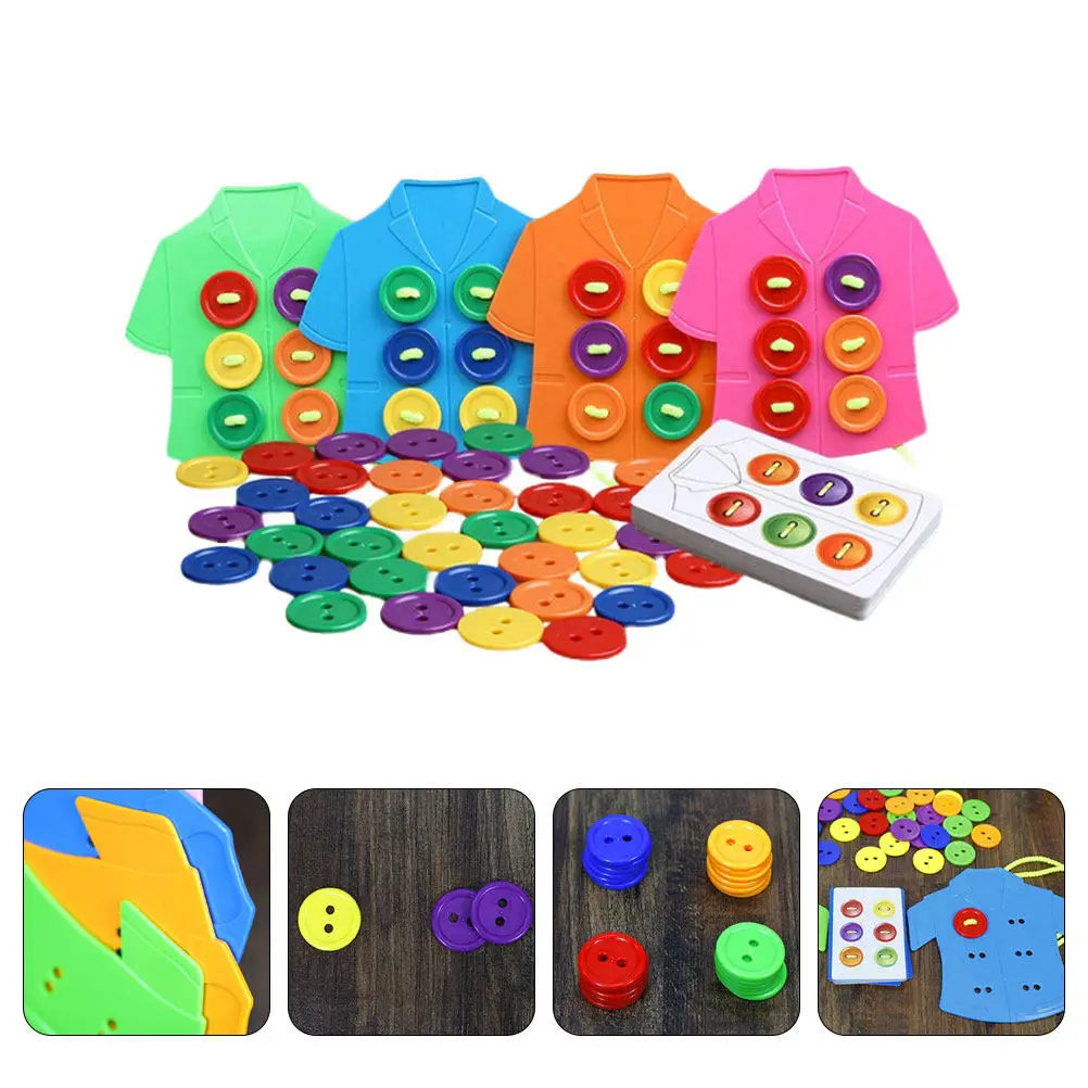 1セットの服を結ぶインタラクティブな子供用ボタン通し教育ゲーム、幼児向け学習補助具、微細運動能力向上用