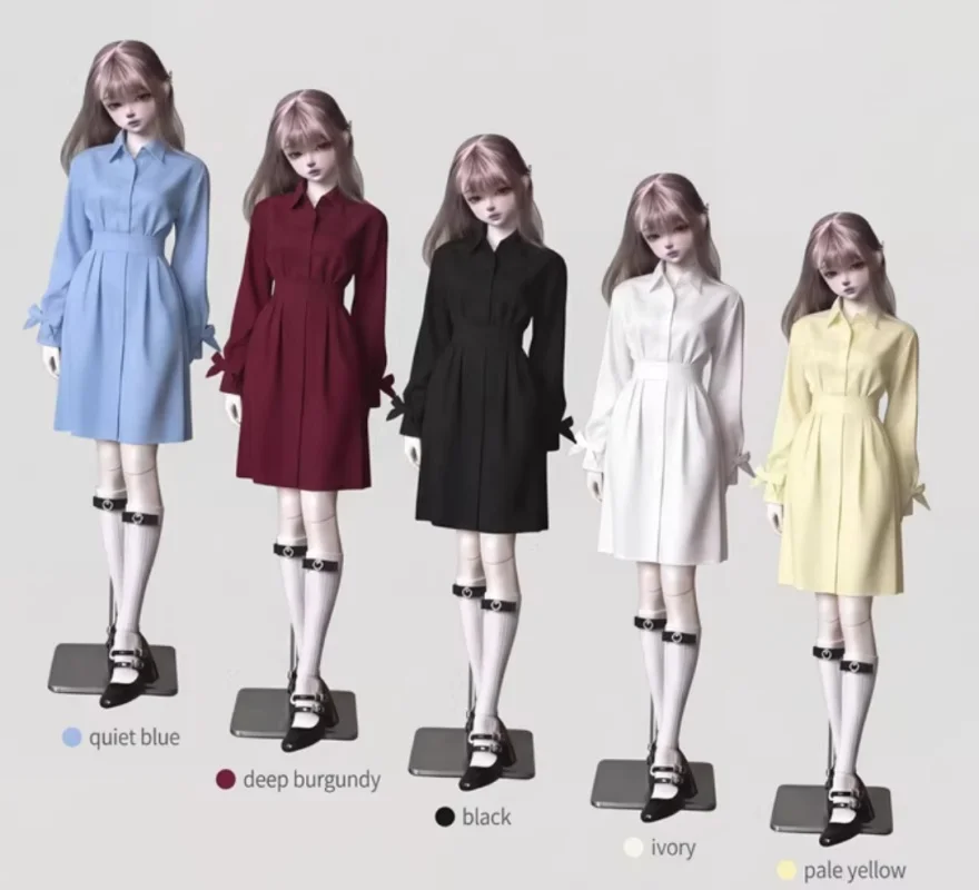

BJD doll clothes - suitable for 1/3 1/4 1/6 size Waist-cinching shirts with long sleeves doll skirt sets doll accessories