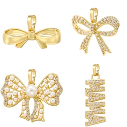 ZHUKOU-18K Gold Plated Bow and Zirconia Ladies JewelryDIY Pendant4 Styles：VD1487-VD1490