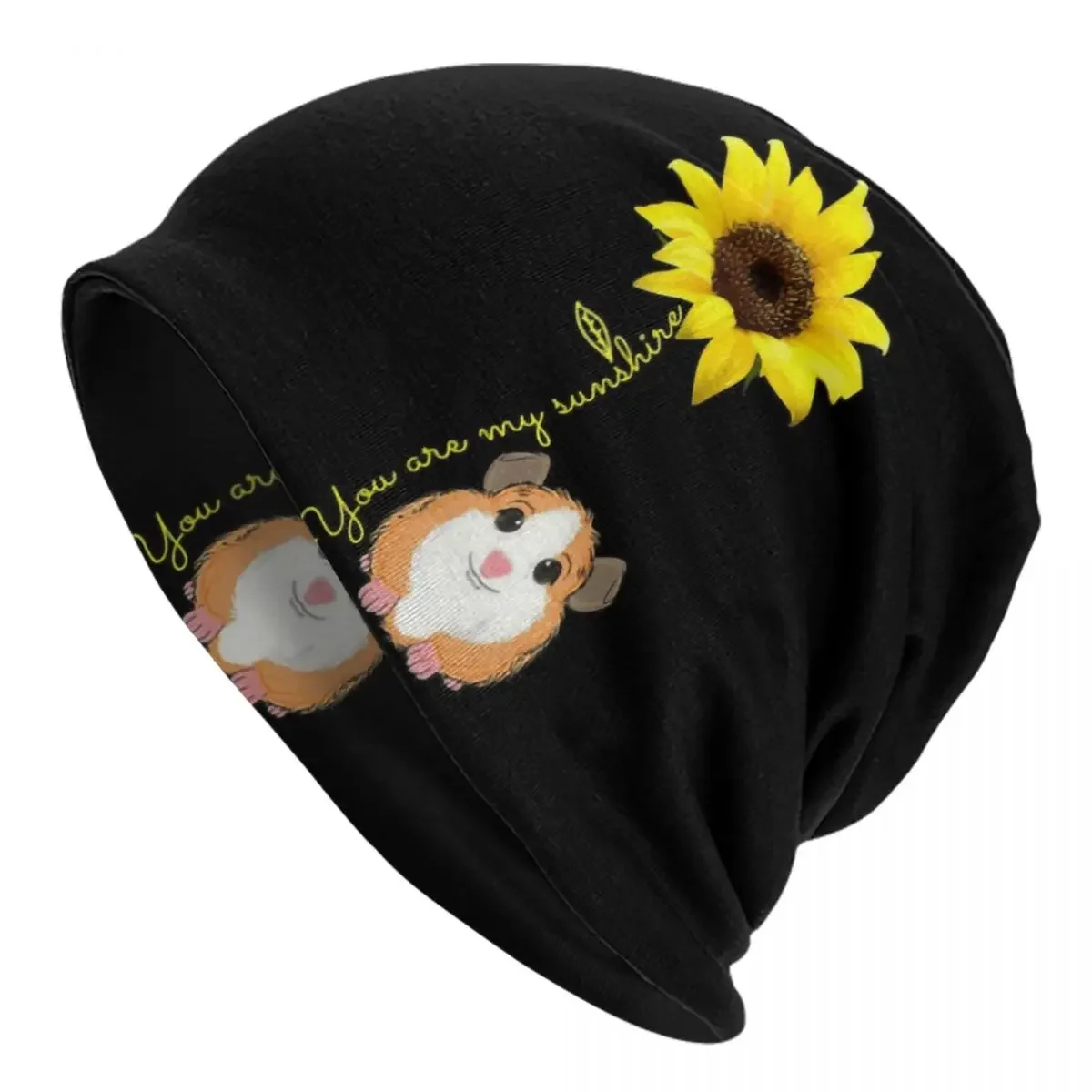 

You Are My Sunshine Подсолнух Морская Свинка Skullies Шапки Шапки Унисекс Зимняя Теплая Вязаная Шапка Животное Капот Шапки Уличная Лыжная Кепка