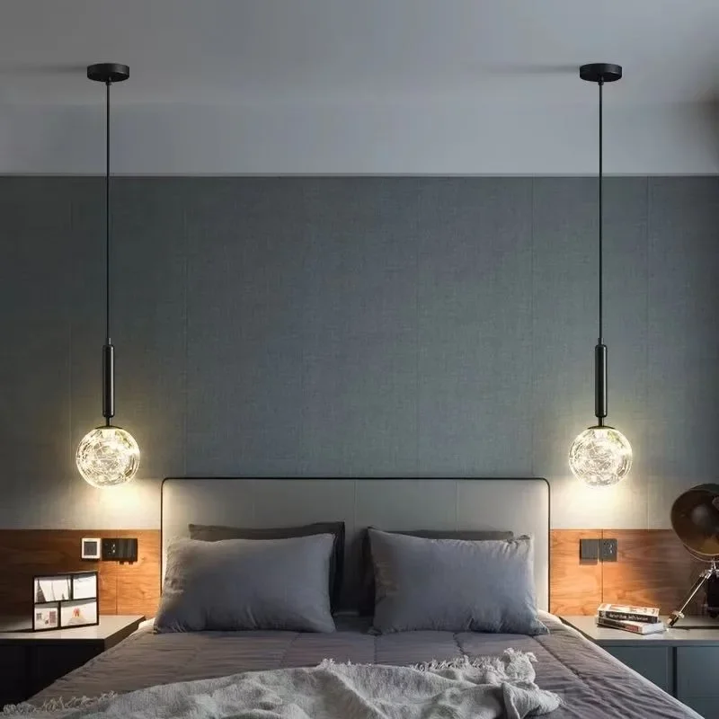 

Modern Chandelier Glass Ball LED Pendant Lights Bedroom Decor Dining Room Bedside Hanging Lamp Kitchen Home Decoration Lighting