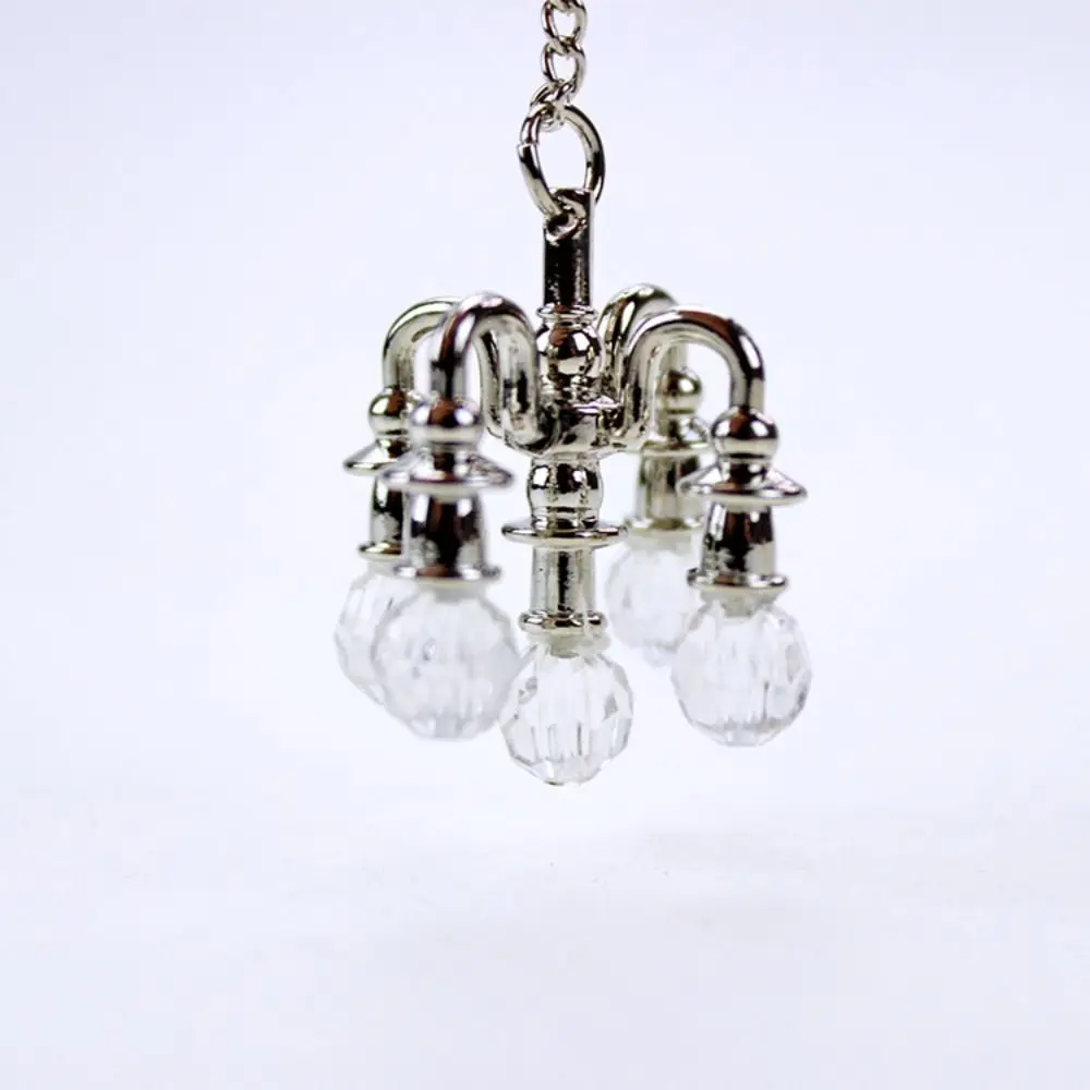 Vintage 1:12 Scale Mini Five-head Chandelier Playing Scene Gold/silver Crystal Light Model Dollhouse Ornament House Accessories