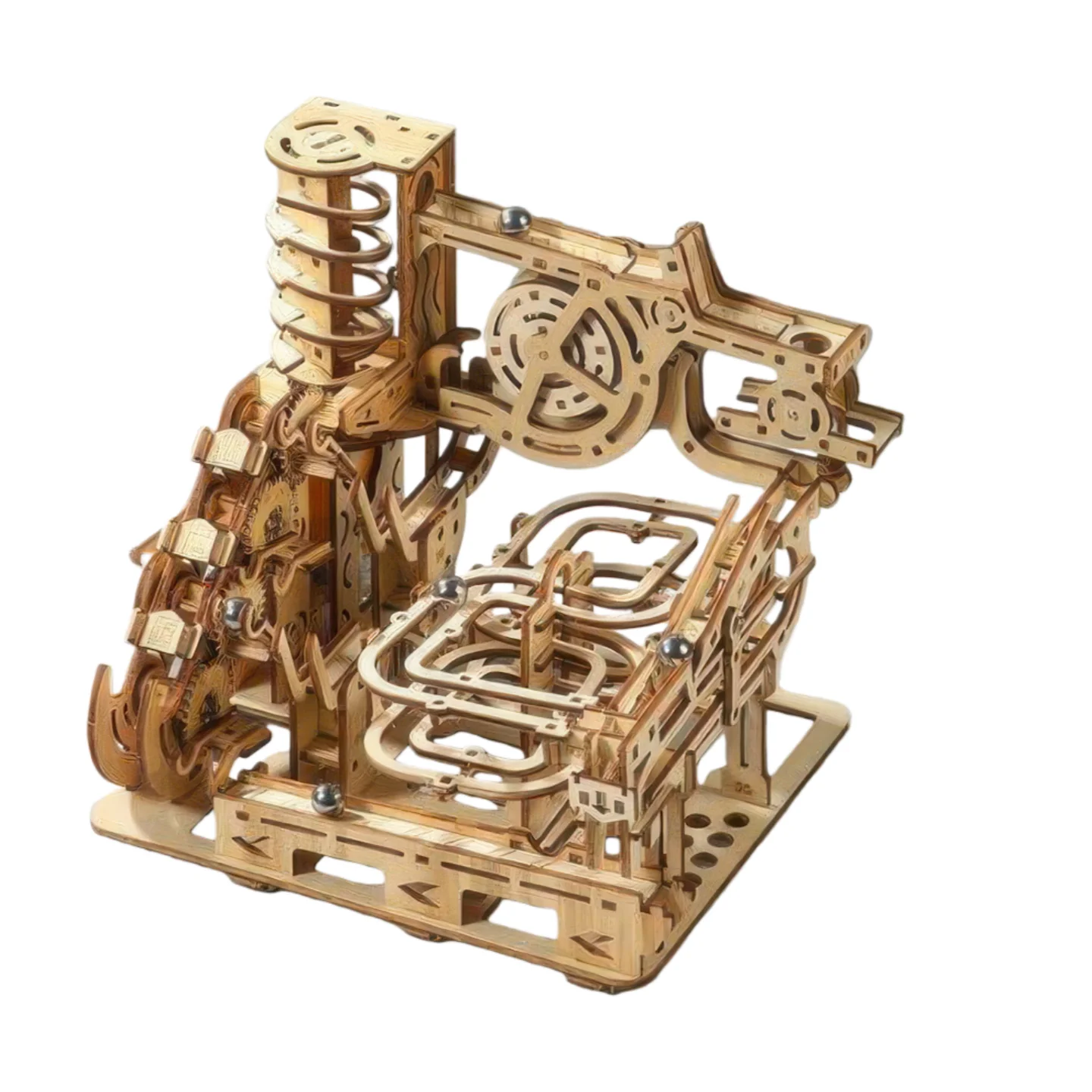 OUZEY 3D Wooden Marble Run - Electromagnetic Launcher Mechanical Model, STEM Educational Toy for Adults & Teens Age 14+