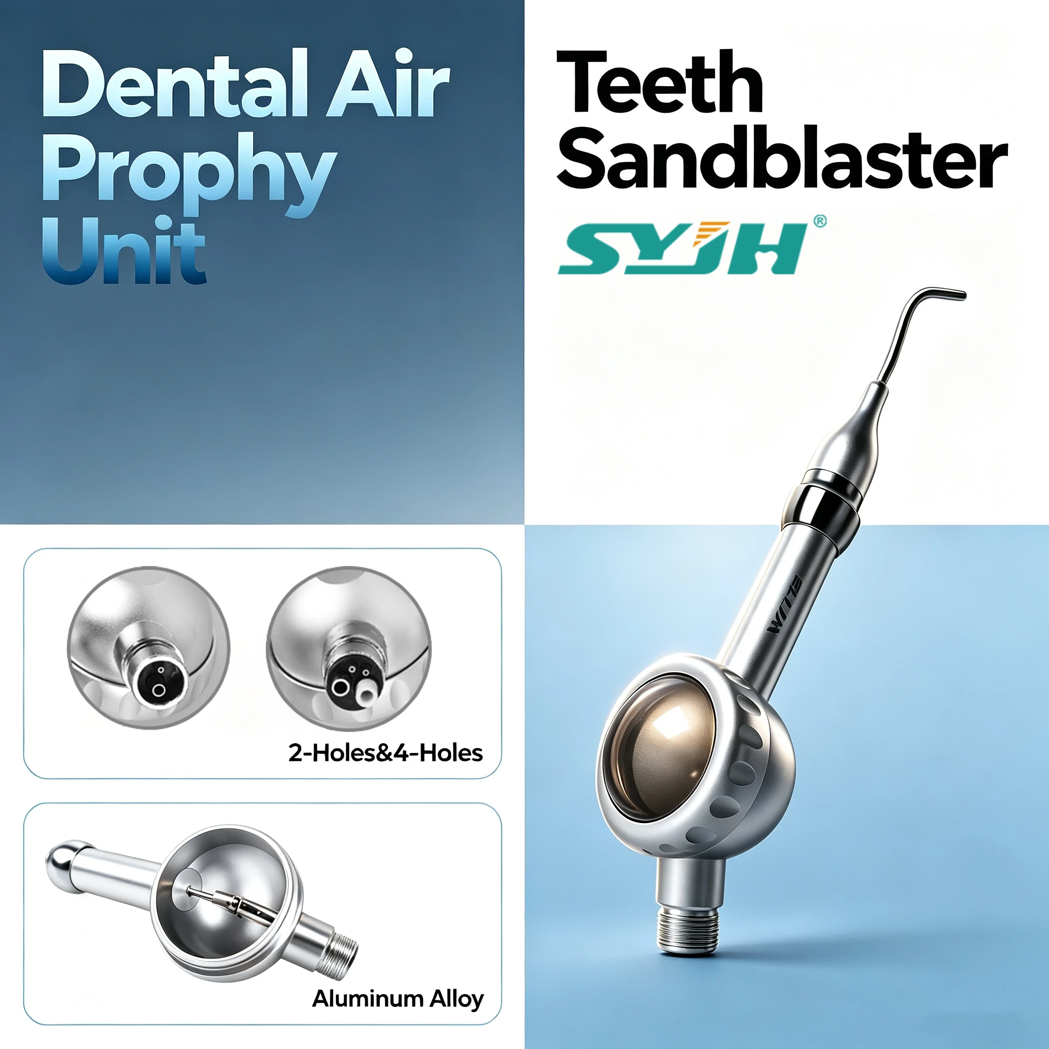 SYJH Dental Air Prophy Unit Sandblaster B2/M4 Aluminum Alloy Anti-retraction System for Teeth Polishing & Prophylaxis Treatment