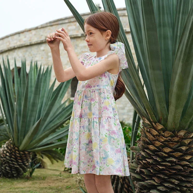 ديف بيلا فستان للفتيات الخريف الصيف الأطفال القطن الأزهار التنانير ملابس خارجية غير رسمية أنيقة الأميرة الاطفال الملابس DK2251553