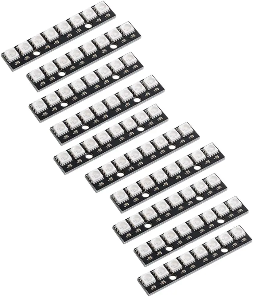 10PCS 8 RGB LED Stick 8 X WS2812B 5050 RGB LED with Integrated Drivers forArduino Raspberry Pi DC4-7V