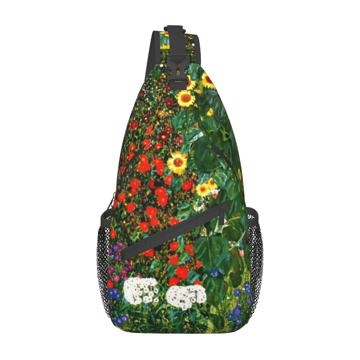 Klimt Farm Sunflowers Small Sling Bag Chest Crossbody Shoulder Sling Backpack Hiking Travel Daypacks art Garden Pattern Pack