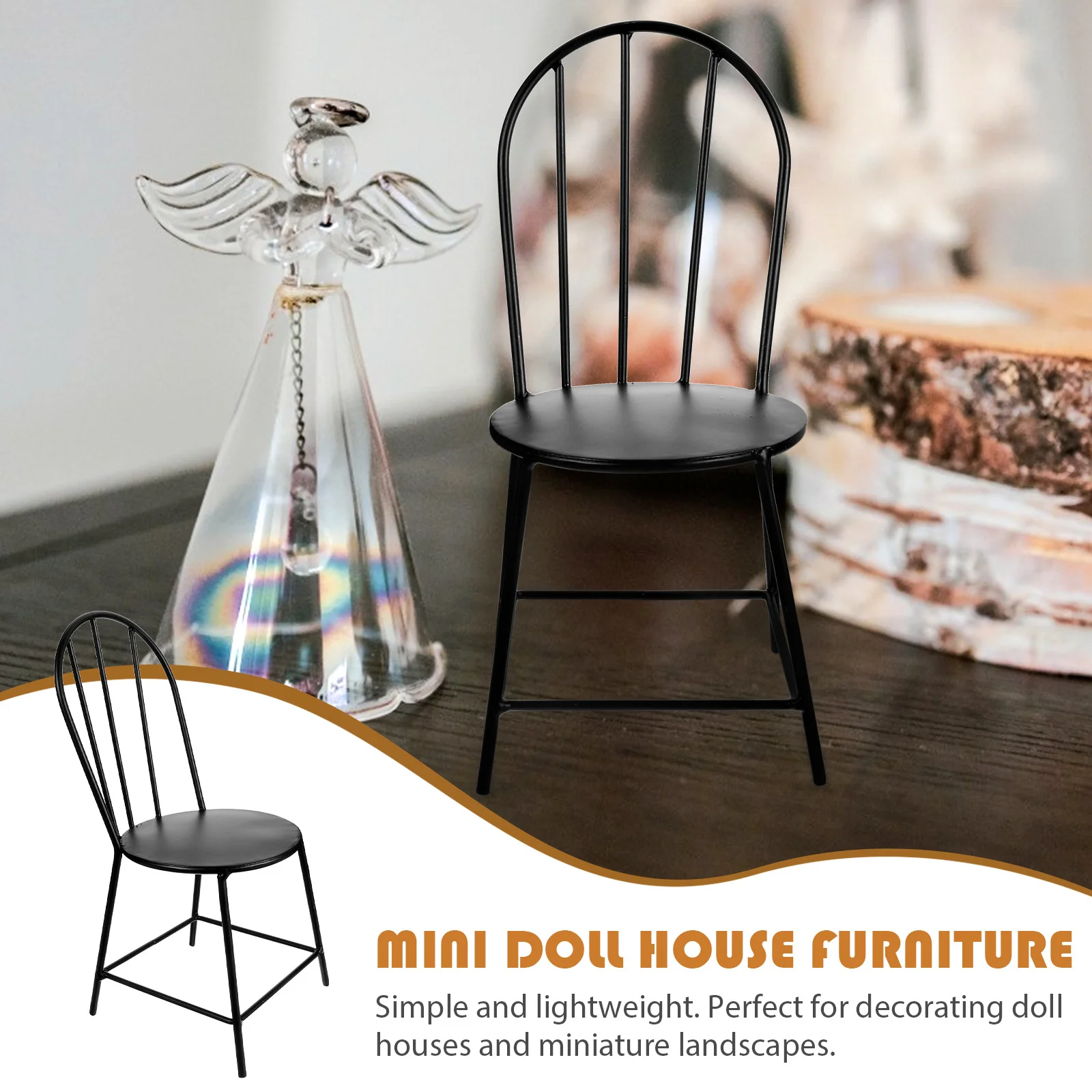 섬세한 미니 철 의자 가볍고 내구성이 뛰어난 가정 장식 미니어처 의자 액세서리 미니어처 하우스 가구용