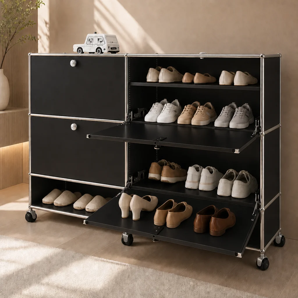Custom Color Metal Shoe Storage Cabinet Flat Pack Modular Furniture KD Structure Modern Design Space Saving Home Bar 5+