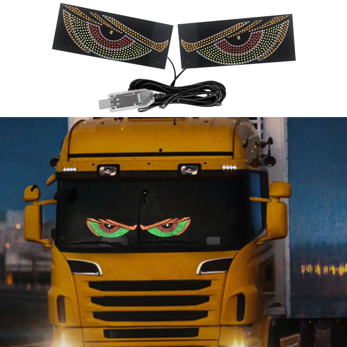 Car Animated Dynamic Big Devil Eyes Light USB DIY Programmable Flexible Window Screen LED Display Auto Truck Eye
