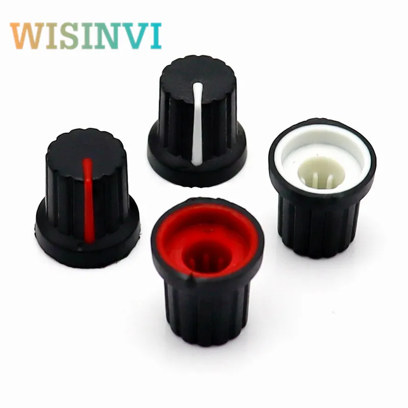 10 Stück 15 × 15 mm Gummiknopfkappe Potentiometerknopf Verstärker Audio Lautstärke elektronische Instrumente Schalterkappe Blumenförmiges Loch 6 mm – Detail 3