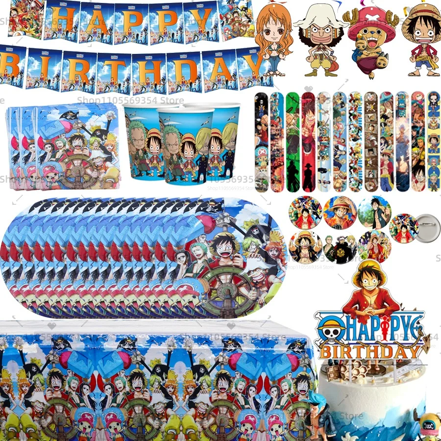 One Piece Geburtstagsparty-Dekoration, Einweggeschirr, Pappteller, Becher für Picknick, Hochzeit, Familienessen, Partygeschenke