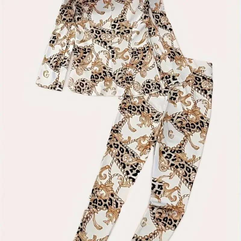 Ele Double boutonnage bulle Sve 2 pièces ensemble avec chaîne taille basse Cleanfit PVC pantalons décontractés pour les femmes d'âge moyen