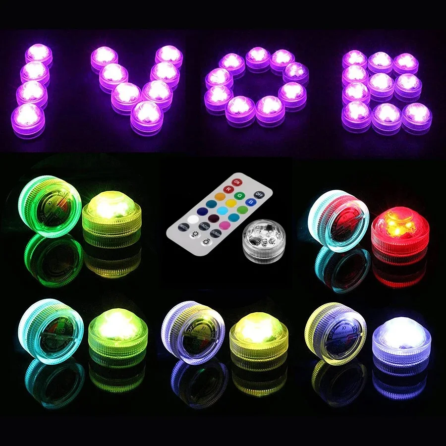 3LEDs Underwater Light 16 Colors RGB IP68 Waterproof Swimming Pool Light 21 key Remote Control Submersible Lights For Pond Vase