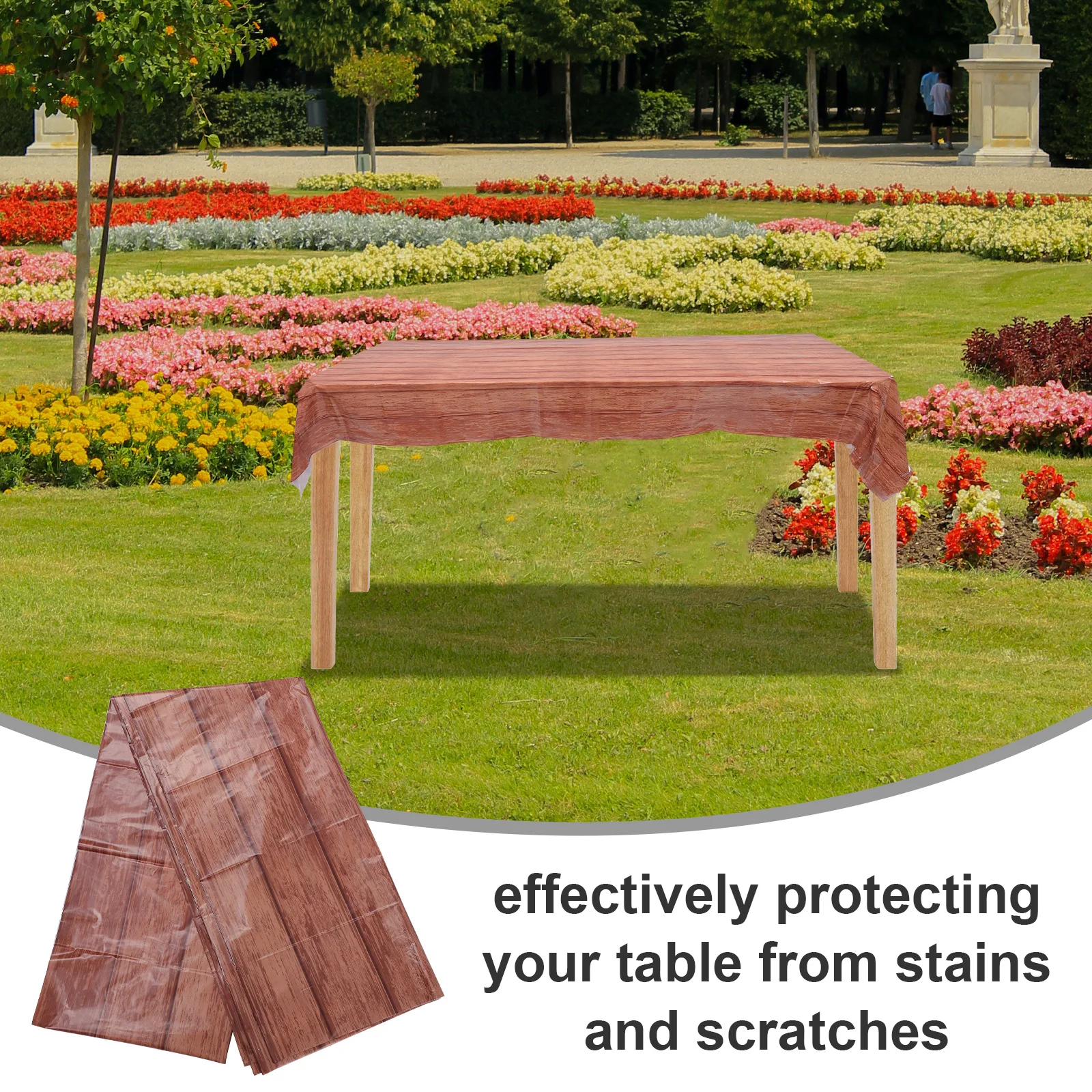 

4Pcs Wood Grain Table Cloth Decorative Waterproof Rectangular Tablecloth for Rustic Farmhouse Party Birthday Wedding