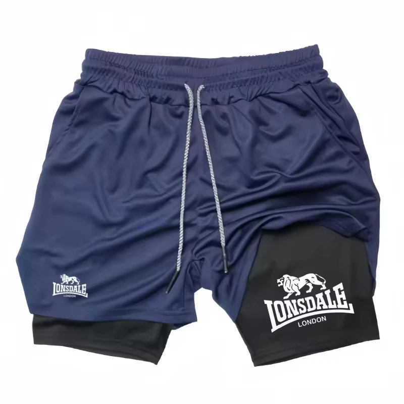 2026 Print 2in1 Running Shorts for Men Gym Workout Compression Shorts with Phone Pocket Towel Loop Summer Sport Athletic Activew