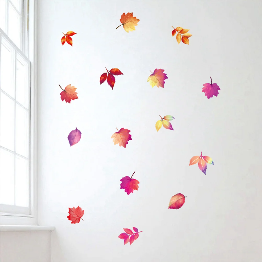 

Thanksgiving Colorful Leaves Wall Sticker Self-Adhesive Window Wall Decal for Home Room Glass Decoration