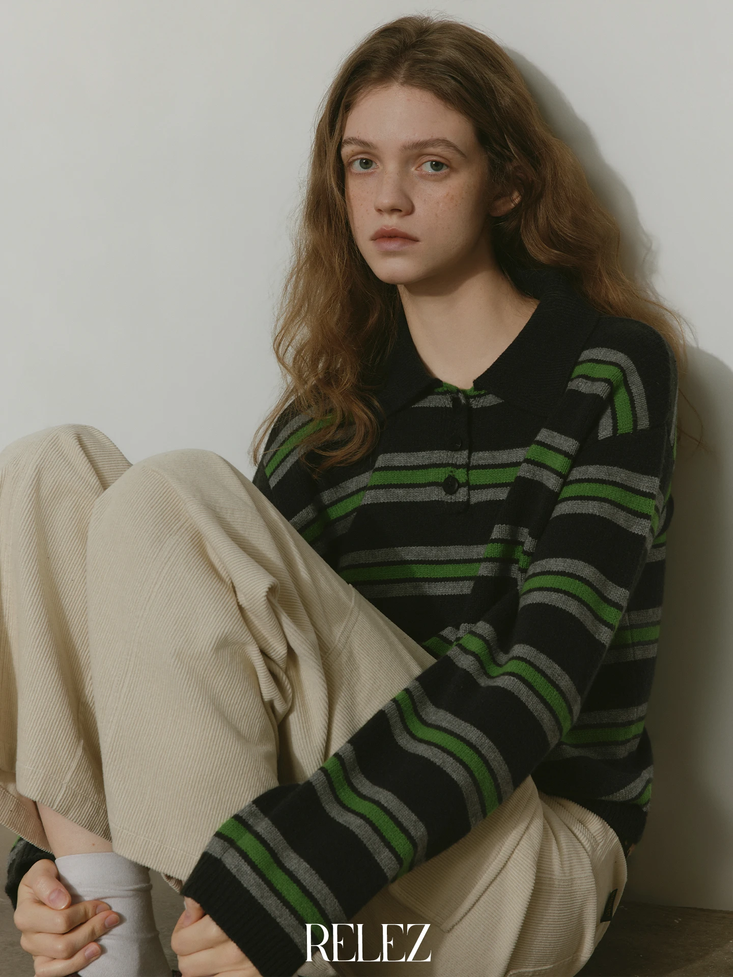 

Свитер Relez Casual в полоску, трикотажный, женский, свободный, повседневный, простой, из полиэфирного волокна, длинный рукав