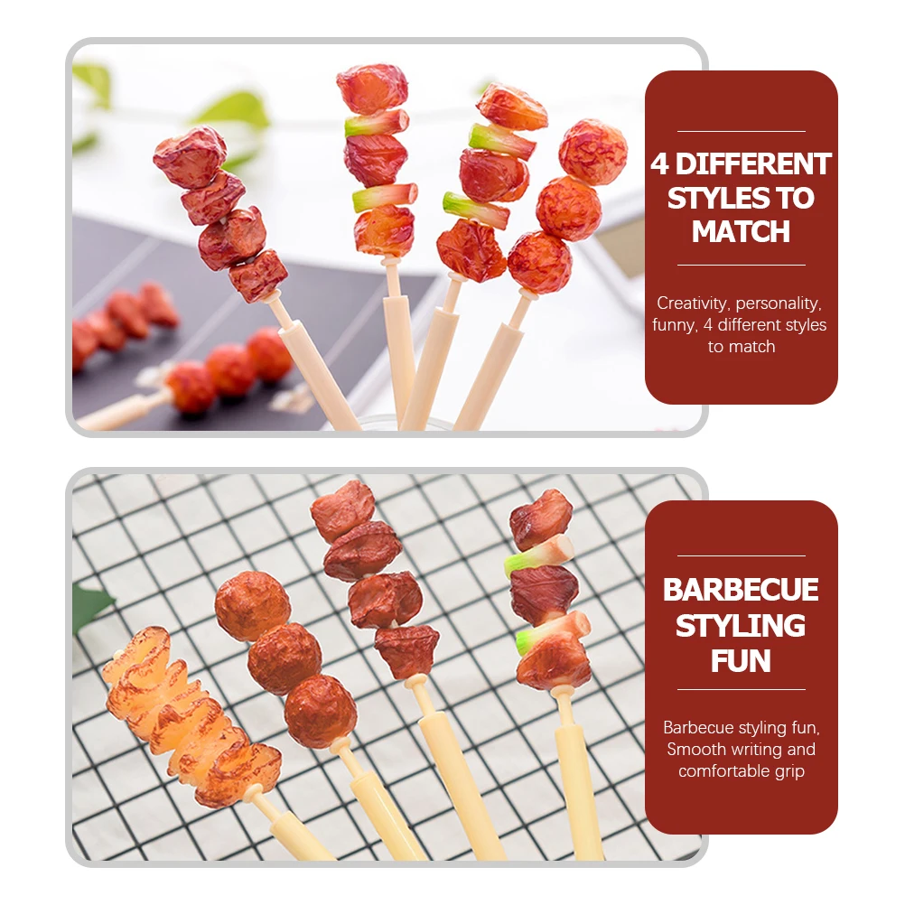 

6Pcs 0.5 Fine Point Ballpoint Pens Fake Meat Skewers Novelty Design Smooth Writing Tool School Office Supplies