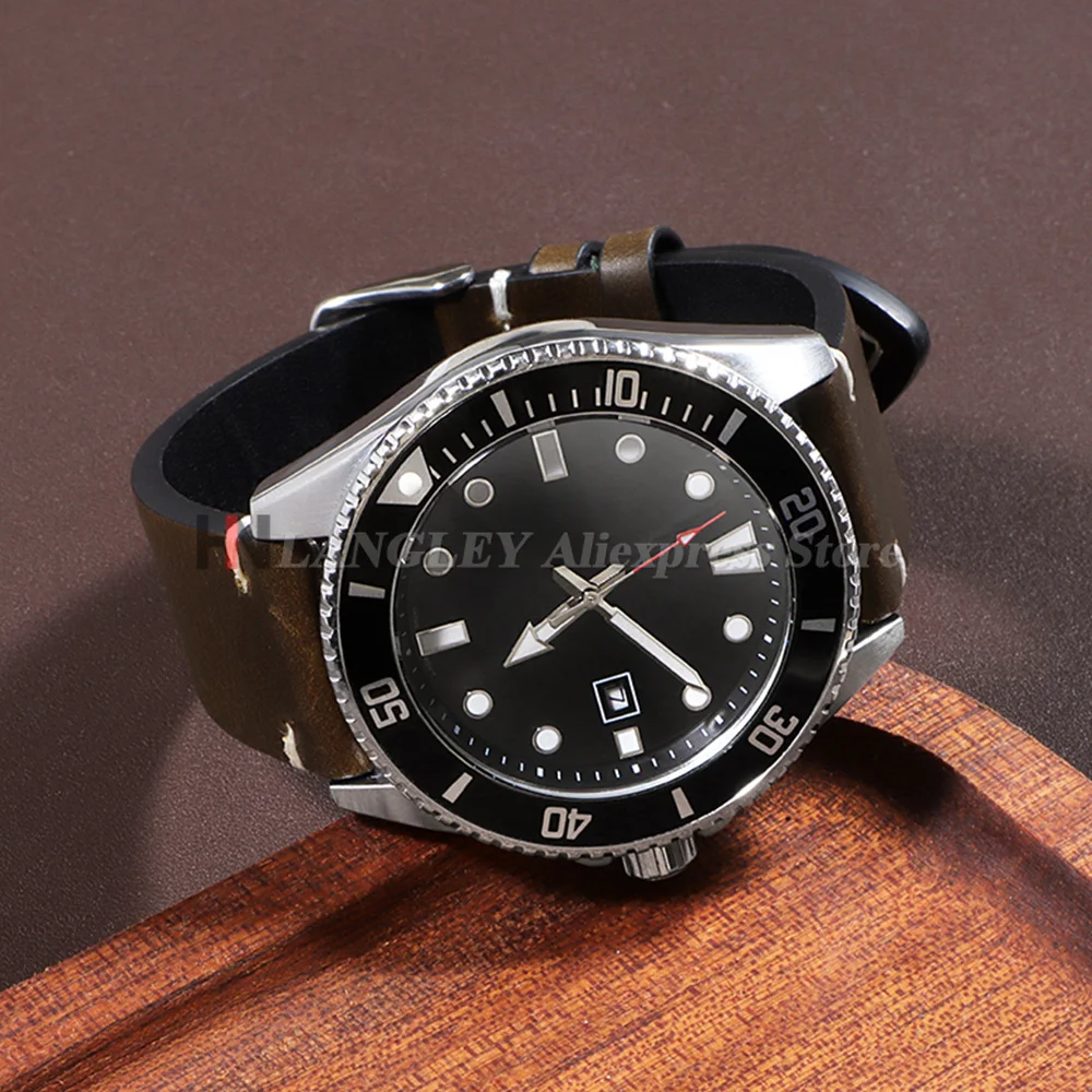 18mm 20mm 22mm 19mm 21mm 24mm Vintage Ölwachs-Lederarmband Universelles Genähtes Rindslederarmband für Seiko für Omega Uhrenarmband – Detail 9