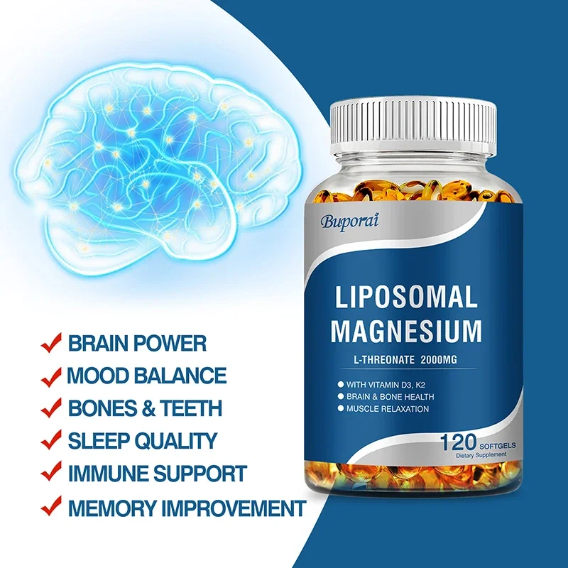 Liposomal Magnesium L-Threonate - Supports Sleep, Boosts Energy Levels, Promotes Brain and Bone Health and Muscle Relaxation