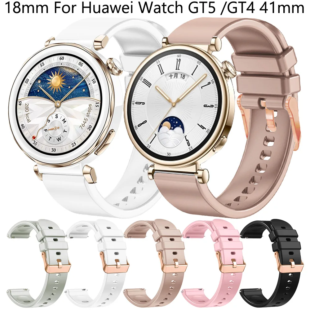 Silicone Watchband For Huawei Watch GT5 GT4 41mm Strap 18mm For Huawei GT 5 Pro 42mm GT 4 41mm Band Replacement Bracelet Correa