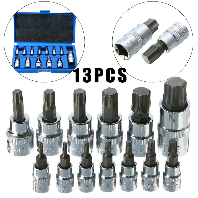

Набор антивандальных насадок Torx Star (13 шт.) для приводов 1/4, 3/8, 1/2 дюйма с кейсом для применения с антивандальными винтами