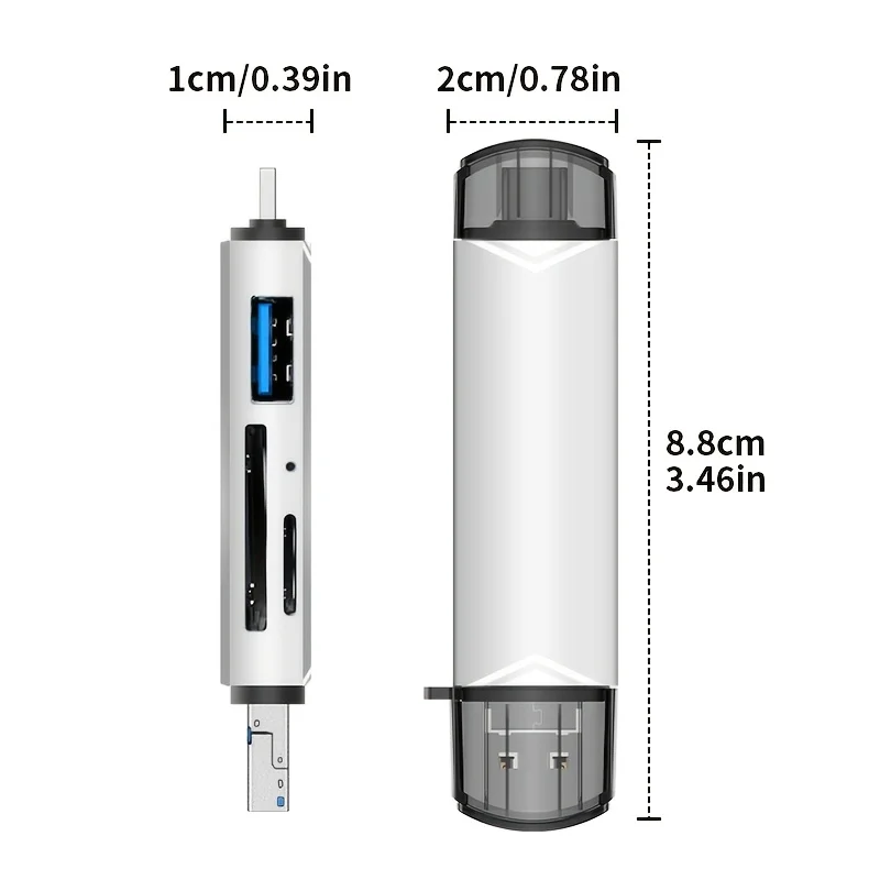 High‑Speed 6‑in‑1 Multifunctional Memory Card Reader, Type‑C USB‑A OTG Adapter for Photography Office Travel